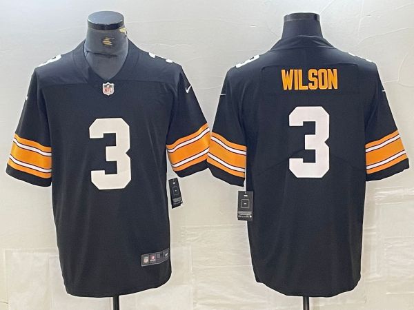 Men Pittsburgh Steelers #3 Wilson Black 2024 Nike Vapor Untouchable Limited NFL Jersey style 1